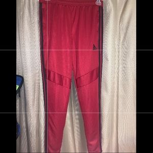 Red full length Adidas Pants